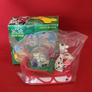 VTG McDonald’s Dalmatians Snow Globe Dome Toy Disney Dog Sledding 1996 NIB